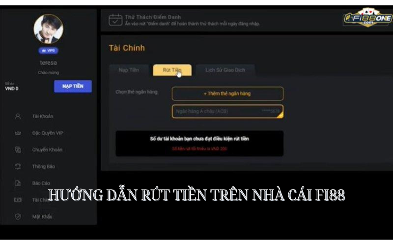 Hướng dẫn rút tiền trên nhà cái Fi88